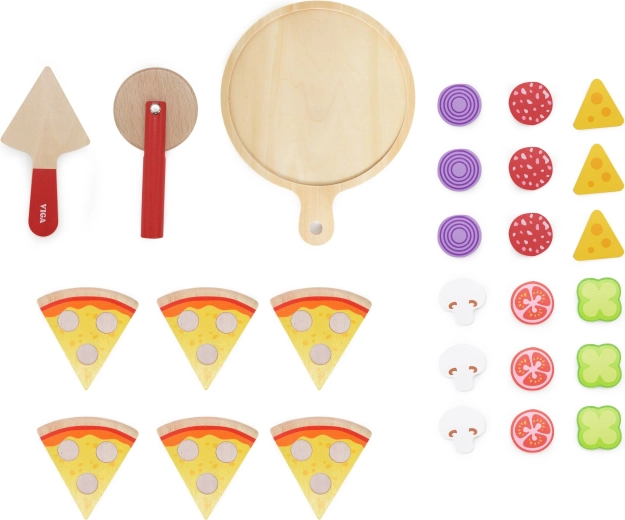 Set din lemn cu 27 de piese pentru pizzerie acasă