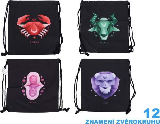 Săculeț pentru încălțăminte de interior Zodiac negru