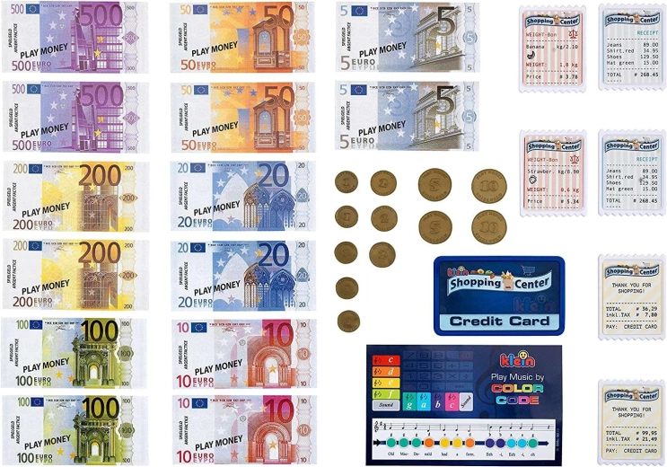 Monede euro, bancnote și bonuri pentru învățare și distracție