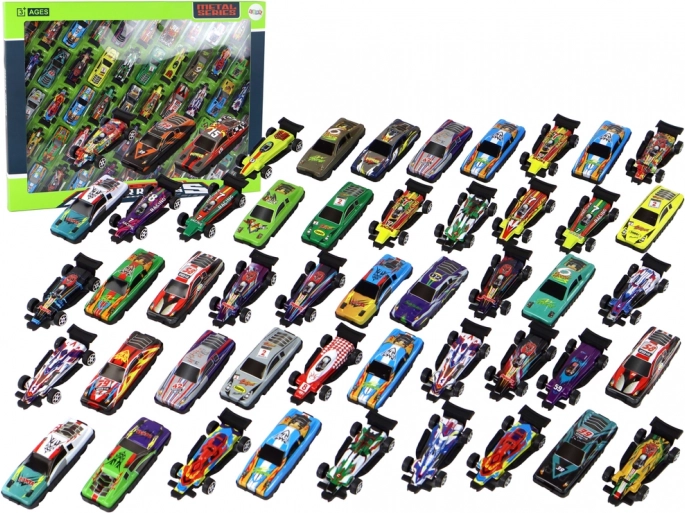 Set de 50 mașinuțe metalice – modele colorate de curse și urbane