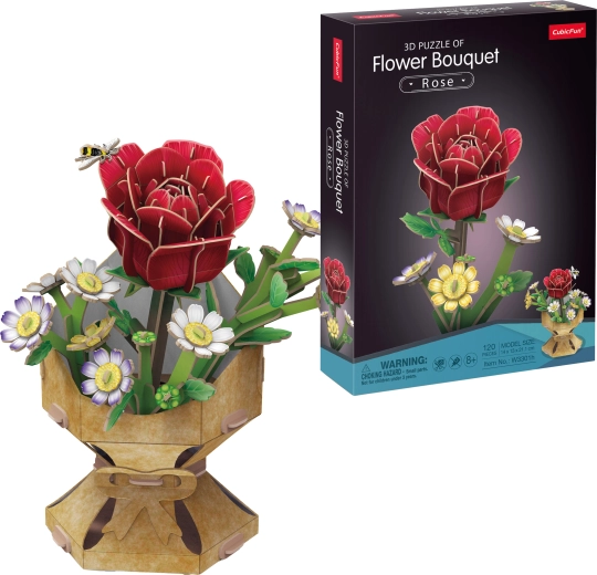 Puzzle 3D CubicFun buchet de trandafiri, 120 de piese