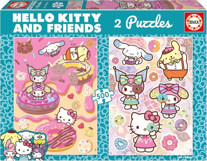 Puzzle EDUCA Hello Kitty și prietenii – Gogoși, 2×500 piese