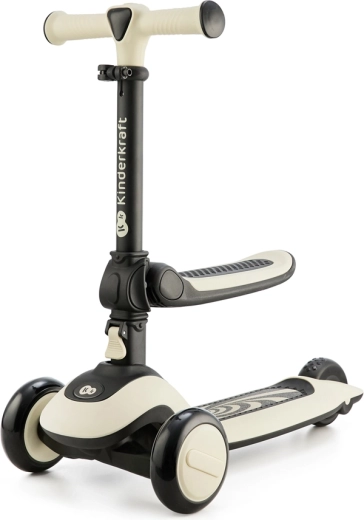 Kinderkraft Halley 2v1 bicicletă de echilibru și trotinetă cu trei roți stone white