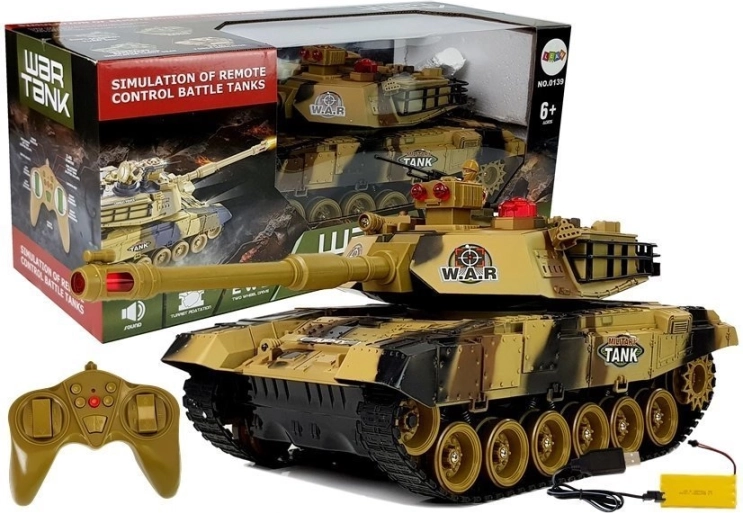 Tanc RC mare 2.4 GHz cu lumini și sunete, galben