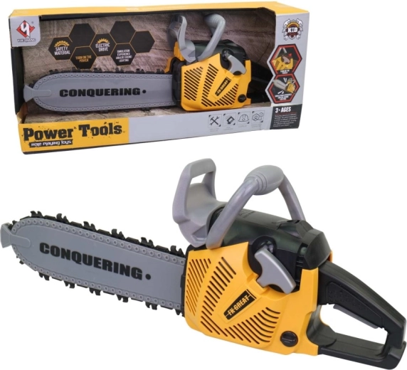 Fierăstrău cu lanț pentru copii, pe baterii, cu lumină și sunet, 42 cm