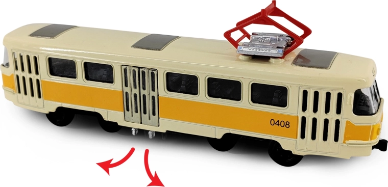 Tramvai retro metalic T3 galben, 16 cm