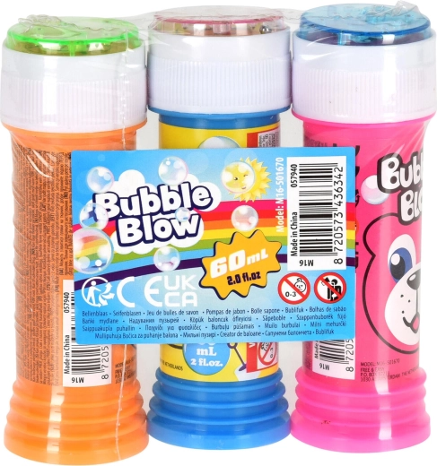 Soluție pentru baloane de săpun 60 ml – mix de culori, set 3 buc.