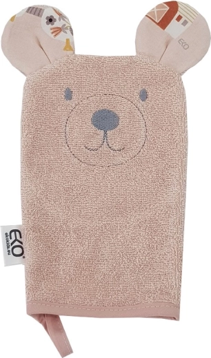 Prosop delicat din bumbac EKO cu urechiușe Bear rose pink 20 × 15 cm