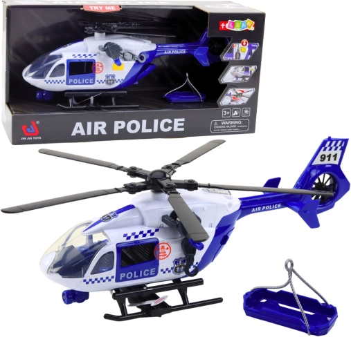 elicopter de poliție cu lumini și sunete 1:12 cu cârlig și tărgi