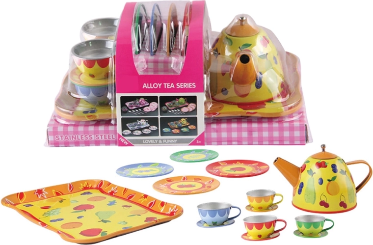 Set de ceai din tablă cu accesorii, 15 piese