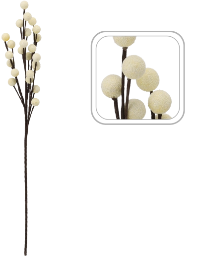 Iarbă decorativă cu biluțe albe 84 cm
