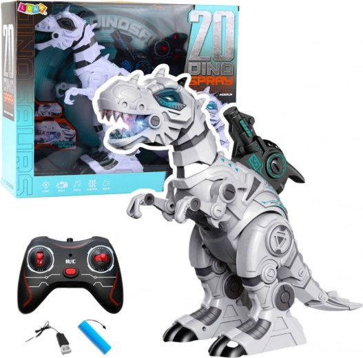 Dinozaur robotic RC cu efect de fum, lumini și sunete