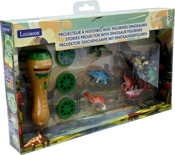Lexibook lanternă cu proiector de povești și figurine dinozauri