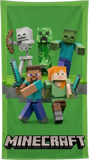 Prosop pentru copii cu uscare rapidă Minecraft Green Attack 70 × 140 cm