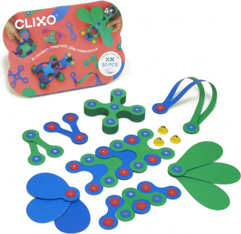 clixo crew albastru și verde set magnetic de construcție 30 piese