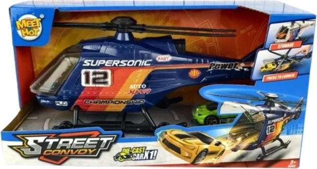 Set de jucării: elicopter și mașină în cutie