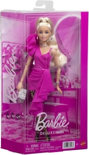 Barbie Deluxe Style păpușă în rochie roz cu volan