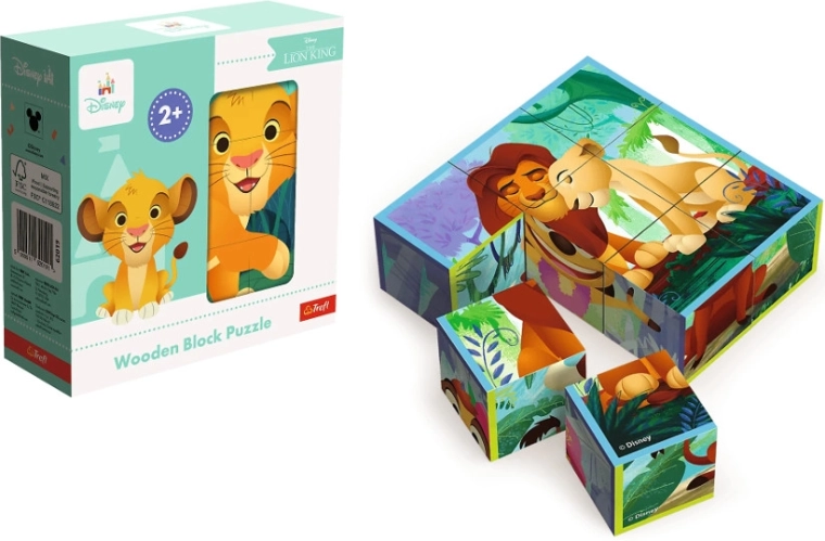 Puzzle din cuburi din lemn Regele Leu