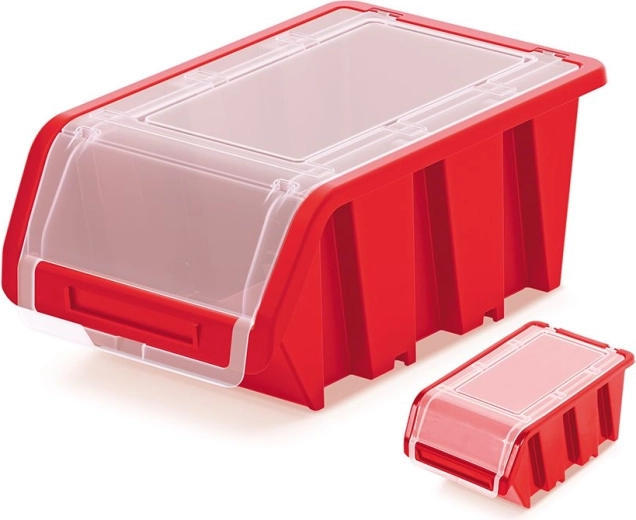 Cutie de depozitare din plastic TRUCK PLUS cu capac, 49 × 29,8 × 21 cm, roșie