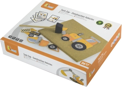 VIGA tablă de plută cu cuie – vehicule de construcții, 45 piese Montessori