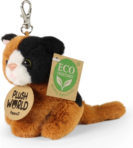 Breloc din pluș în formă de pisică ECO-FRIENDLY Plush World 9 cm