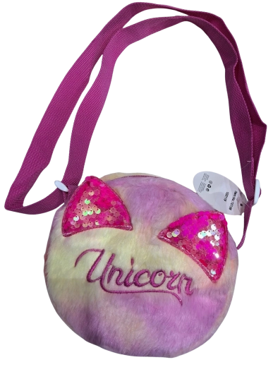 Geantă rotundă pentru copii Unicorn cu urechi din paiete