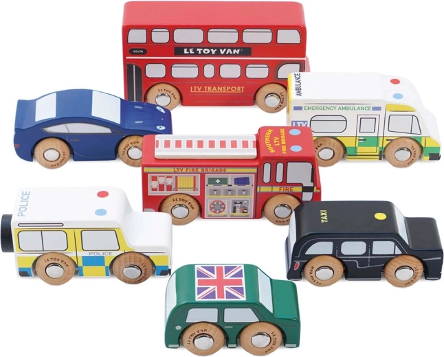 Le Toy Van set din lemn de mașinuțe Londra