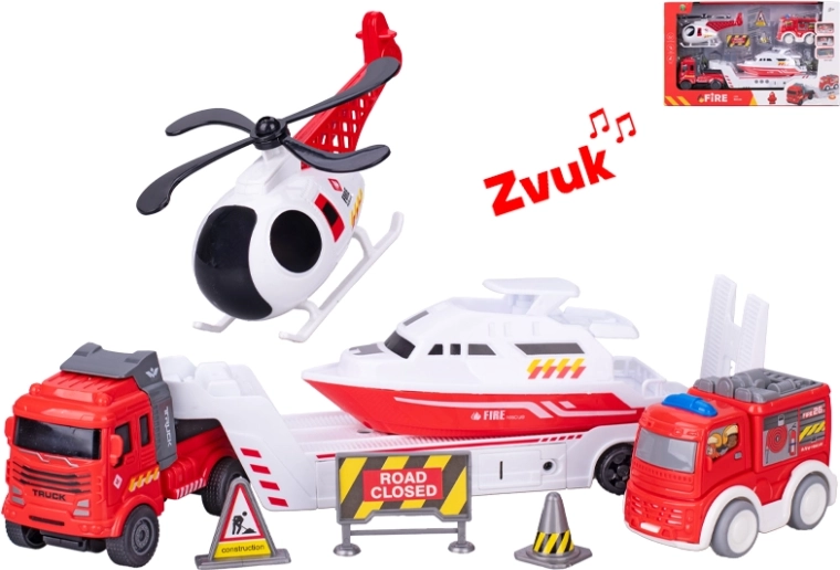 Set de joacă de pompieri cu camion de 30 cm cu lumini și sunete