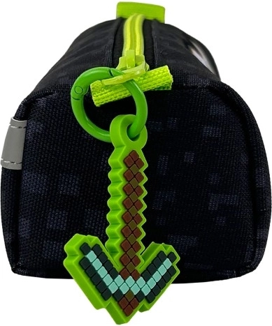 Fermoar verde intens și breloc cu sabie pixelată
