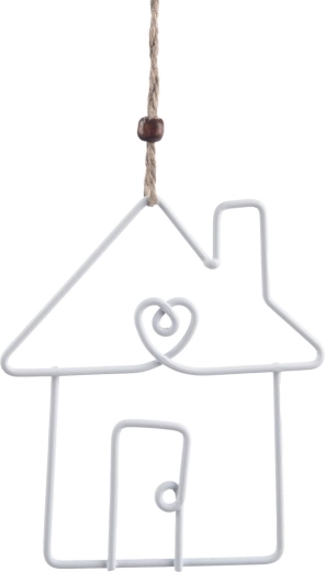 Decorațiune suspendată căsuță albă 14 cm