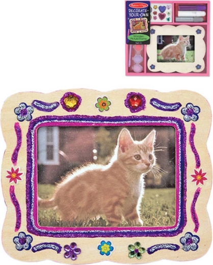 Set creativ pentru decorarea unei rame din lemn cu creioane colorate și ornamente