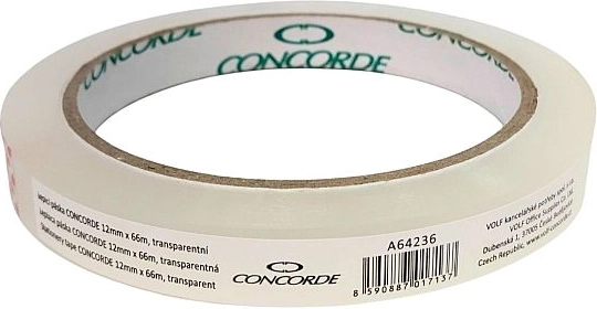 Bandă adezivă CONCORDE 12 mm × 66 m, transparentă