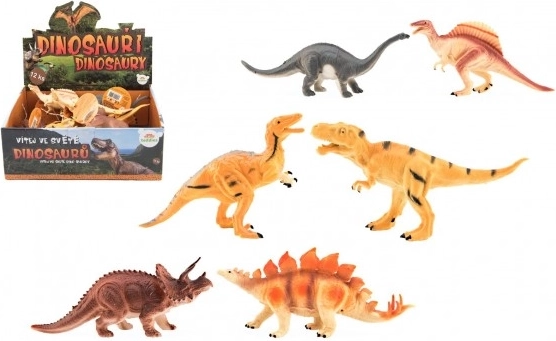 Figurine din plastic cu dinozauri 16-18 cm cu mix de specii, 12 bucăți în cutie