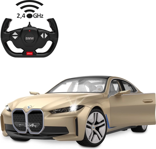 Model RC BMW i4 Concept la scara 1:14, cu lumini, auriu