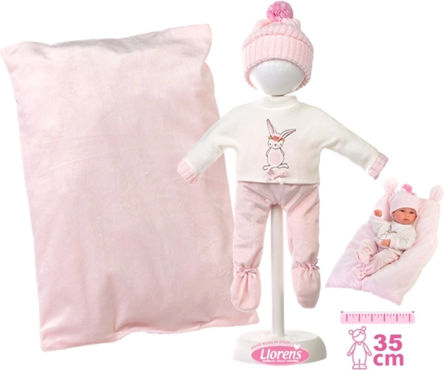 Llorens set de hăinuțe pentru păpușă bebeluș New Born 35–36 cm cu accesorii