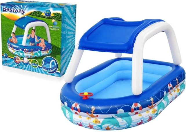 Bestway Sea Captain piscină gonflabilă pentru copii cu copertină și volan