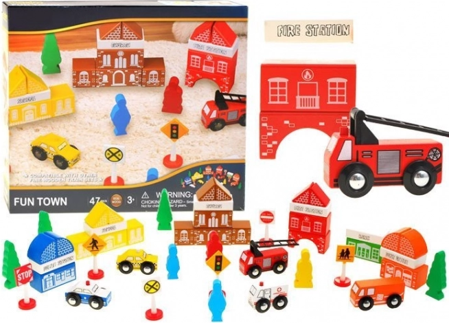 Set de construcție din lemn Orașelul Stația Pompierilor
