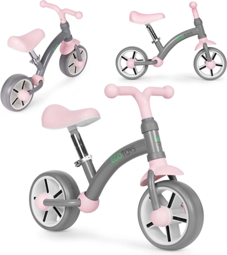 Bicicletă de echilibru ECOTOYS cu roți EVA și șa reglabilă, gri