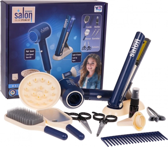 MEGA set de coafură pentru copii Albastru + accesorii