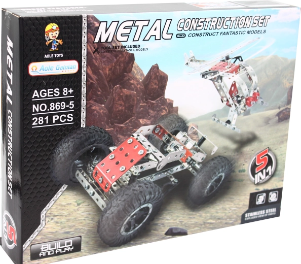 Set de construcție metalic 5‑în‑1, 281 piese