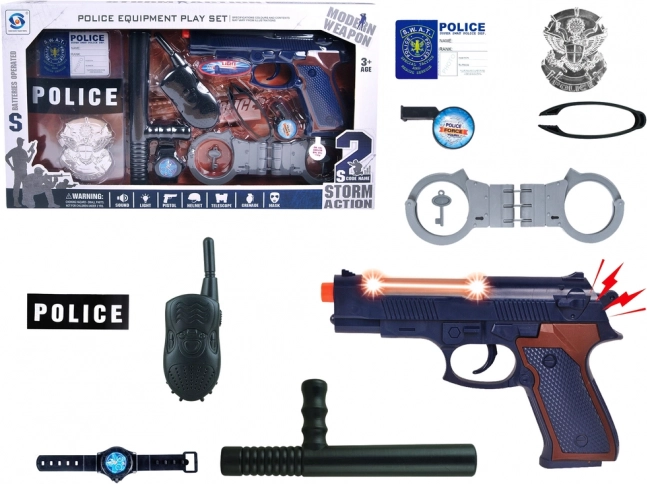 Set mare de accesorii polițienești cu pistol, sunet și insignă
