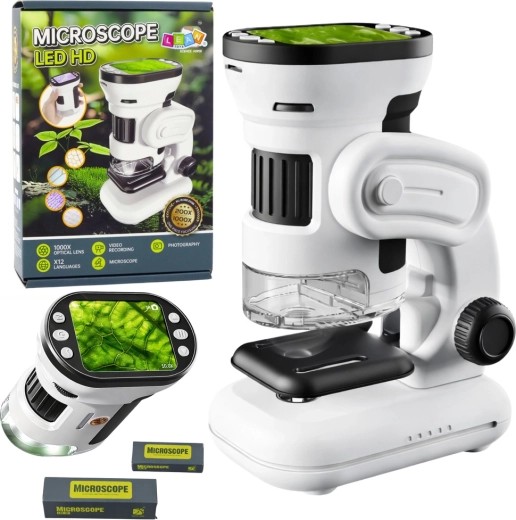 Microscop digital educațional cu afișaj HD, iluminare LED și înregistrare video cu mărire de 1000×