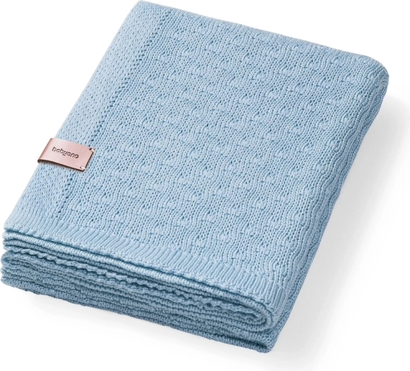 Pătură tricotată din bambus BabyOno pentru bebeluș, albastră, 75 × 100 cm