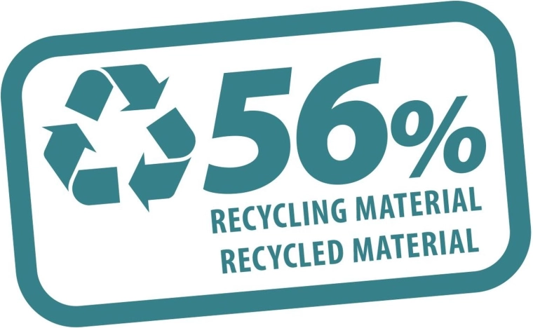 Conține 56 % material reciclat