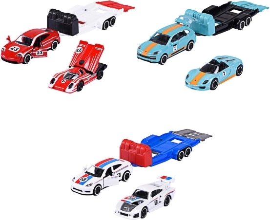 Majorette Porsche cu remorcă 1:64 – set de modele metalice