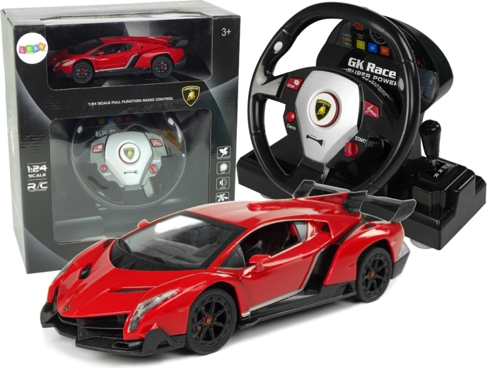 Lamborghini Veneno Roșu telecomandat 2.4G Pilot Volan efecte sonore și lumini 1:24