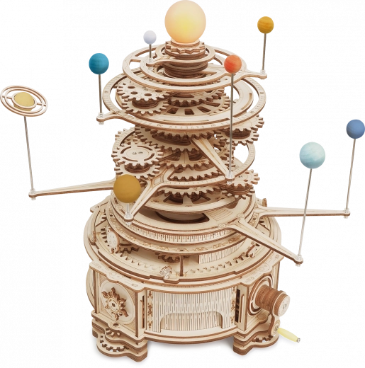 Model mecanic din lemn al sistemului solar ROKR Orrery puzzle 3D