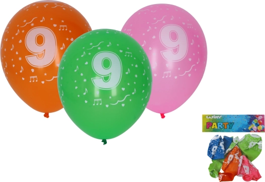 Baloane gonflabile 30 cm cu cifra 9, set 5 buc