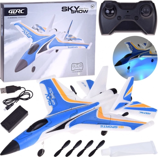 Avion RC ușor din spumă cu LED SKY SHOW, încărcare USB