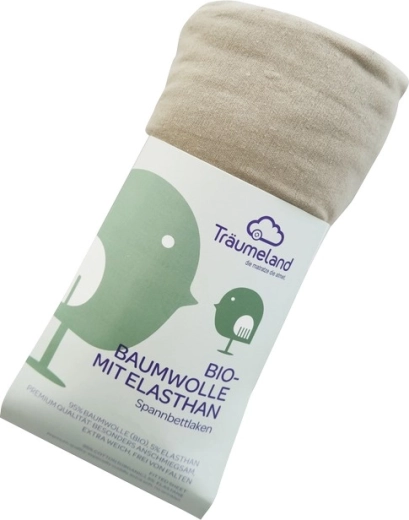 Träumeland cearșaf din bumbac bio cu elastan pentru cărucior 35 × 78 cm taupe